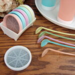 Vintage Tupperware Ice Tea Lemon aid Carousel Caddy Glasses Stirrers Coasters - Image 2