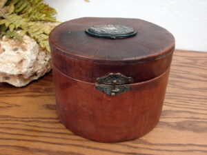 Antique Victoria 1890's Man's Collar Box Brass Silver Accents Dated