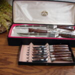 Vintage England Regent Sheffield 9 Pc Meat Carving Steak Knife Set in Case