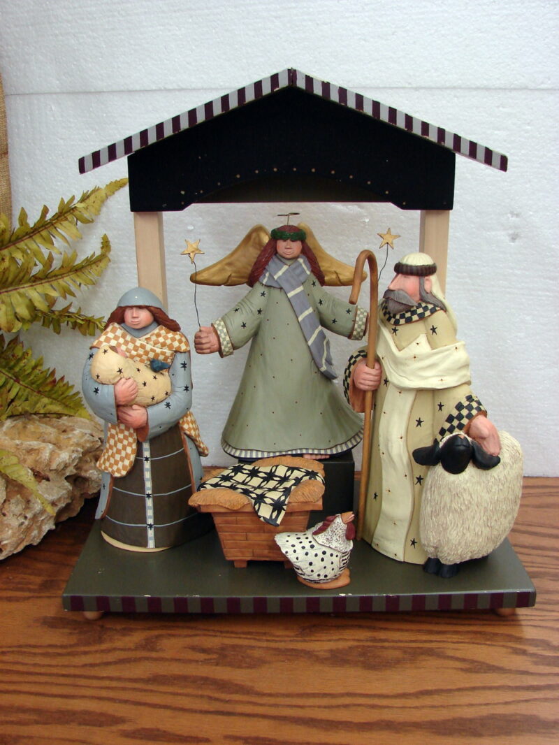 O&#8217; Holy Night Williraye Studio Coyne&#8217;s &#038; Co Nativity Set Stable Wise Men Set 2004, Moose-R-Us.Com Log Cabin Decor