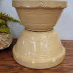 Set/2 Vintage Yellowware Stoneware RRPCO Mixing Serving Bowls