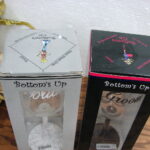 Fun Embossed Bottom's Up Bride Groom 15oz Wine Glasses New in Box - Image 2