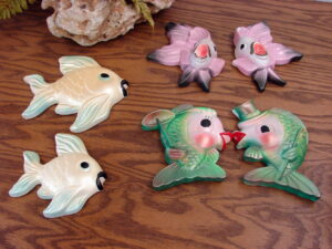 Vintage Miller Studio Chalk Wall Fish MCM Bathroom Decor 6 Fish