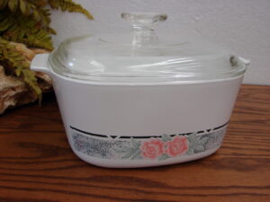 Vintage Corning Ware Corelle Silk & Roses 3 Liter Casserole w/ PYREX Lid