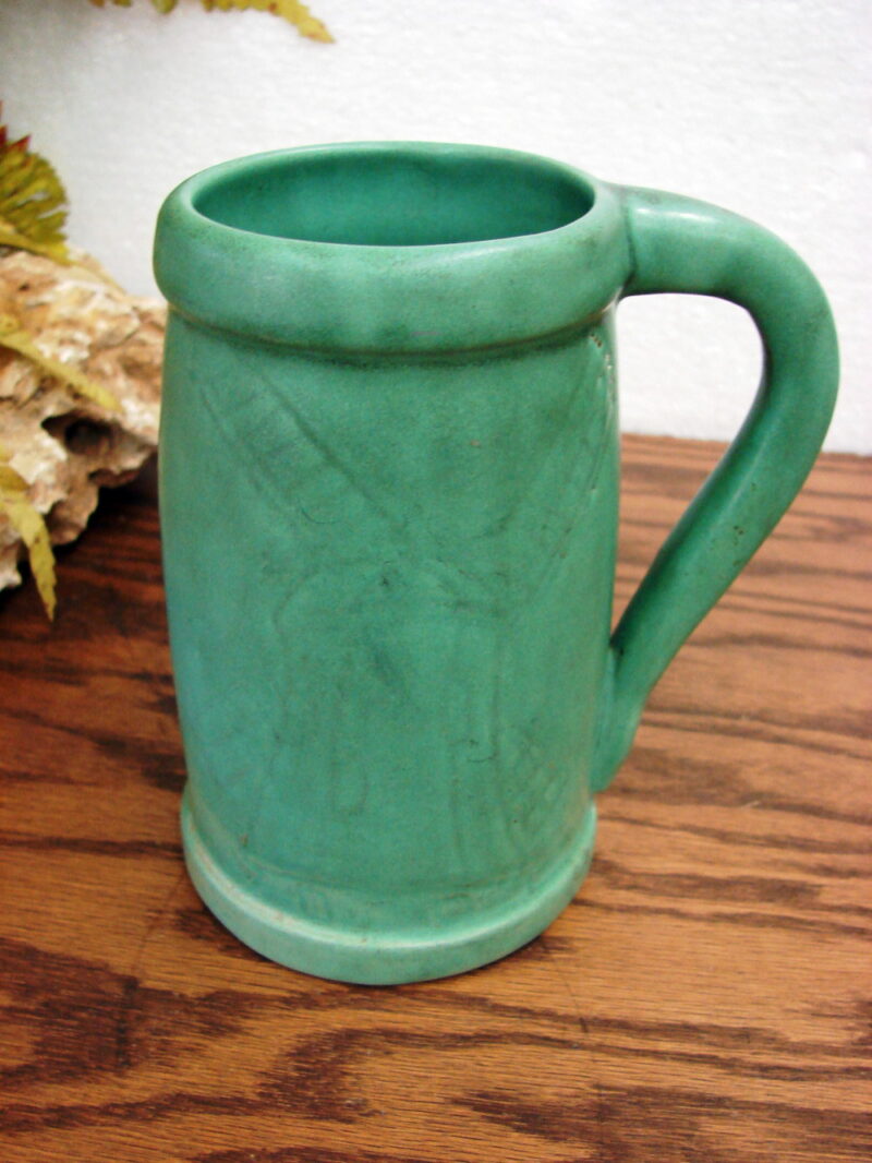 Antique Matte Green Gesundheit Windmill Mug Stein Marked, Moose-R-Us.Com Log Cabin Decor