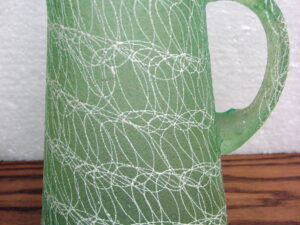 Vintage Color Craft Spaghetti String MCM Pitcher Glass Ice Lip