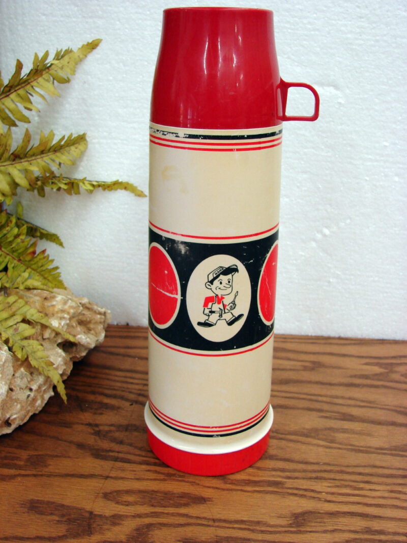 Vintage Hardware Hank Advertising Thermos Extra Cups, Moose-R-Us.Com Log Cabin Decor