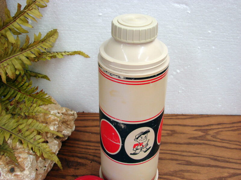 Vintage Hardware Hank Advertising Thermos Extra Cups, Moose-R-Us.Com Log Cabin Decor