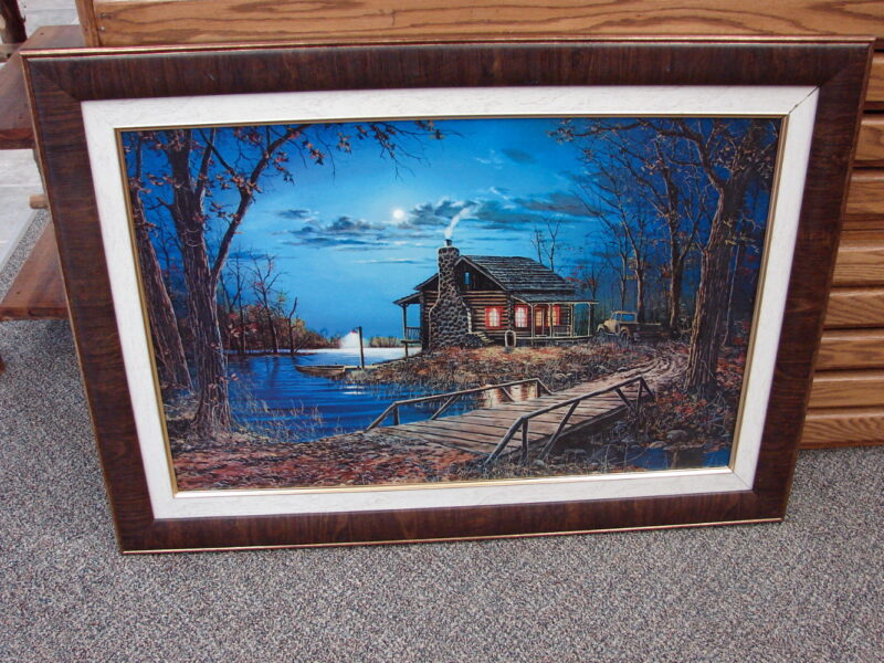 Jim Hansel End of the Road Framed Matted Textured Log Cabin Picture, Moose-R-Us.Com Log Cabin Decor