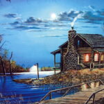 Jim Hansel End of the Road Framed Matted Textured Log Cabin Picture