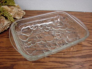 Vintage Libbey Orchard Fruit Clear Braided Top Embossed Fruit Rectangular Dish