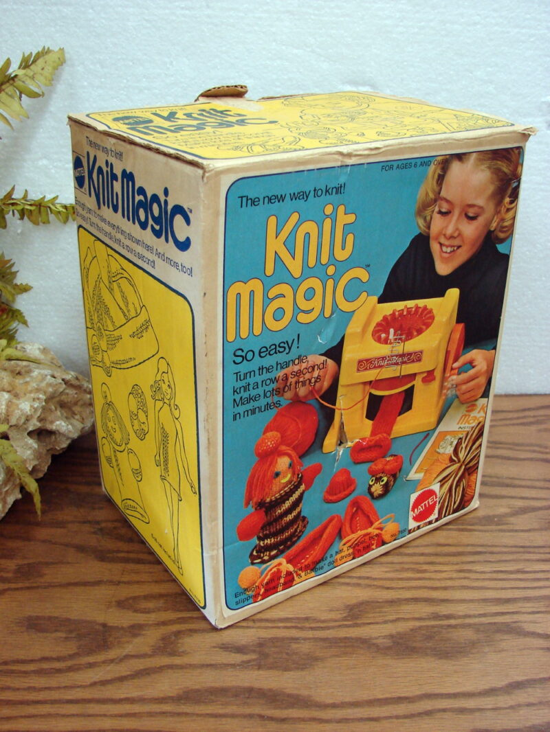 Vintage Mattel Knit Magic Knitting Machine Toy Original Box, Moose-R-Us.Com Log Cabin Decor