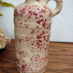 Vintage Cranberry Spongeware Stoneware Mohawk Liqueur R-4 Bottle