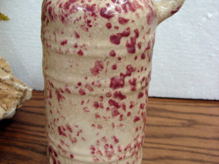 Vintage Cranberry Spongeware Stoneware Mohawk Liqueur R-4 Bottle
