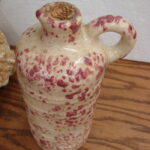Vintage Cranberry Spongeware Stoneware Mohawk Liqueur R-4 Bottle - Image 2