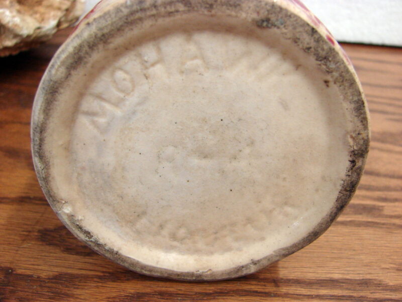 Vintage Cranberry Spongeware Stoneware Mohawk Liqueur R-4 Bottle, Moose-R-Us.Com Log Cabin Decor