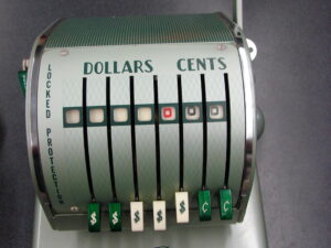 Vintage MCM Paymaster X-900 Check Writer w/ Key Cover Collectable Pastel Green