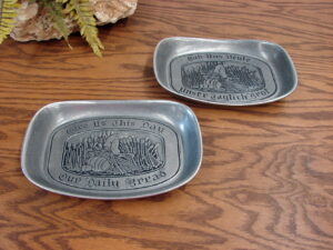 Vintage Wilton Pewter Give Us This Day Our Daily Bread Platter English and German