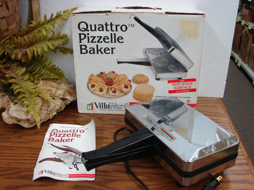 Quattro Pizzelle Baker VillaWare 5100 Authentic Italian Cookies Non