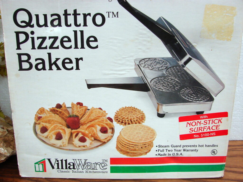 Quattro Pizzelle Baker VillaWare 5100 Authentic Italian Cookies Non
