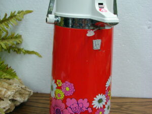 Vintage Thermal King Air Pot Pump Coffee Server Retro Flower Power