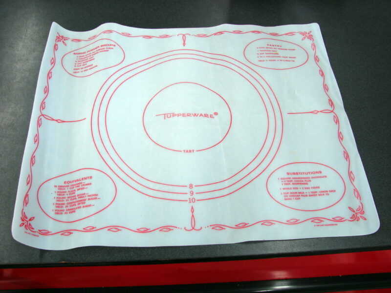 Vintage Tupperware 1965 Pastry Mat Tart Pie Vinyl Cloth Dart Industries, Moose-R-Us.Com Log Cabin Decor
