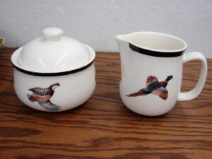 Big Sky Stoneware Upland Game Bird Cream and Sugar Phillip Crowe