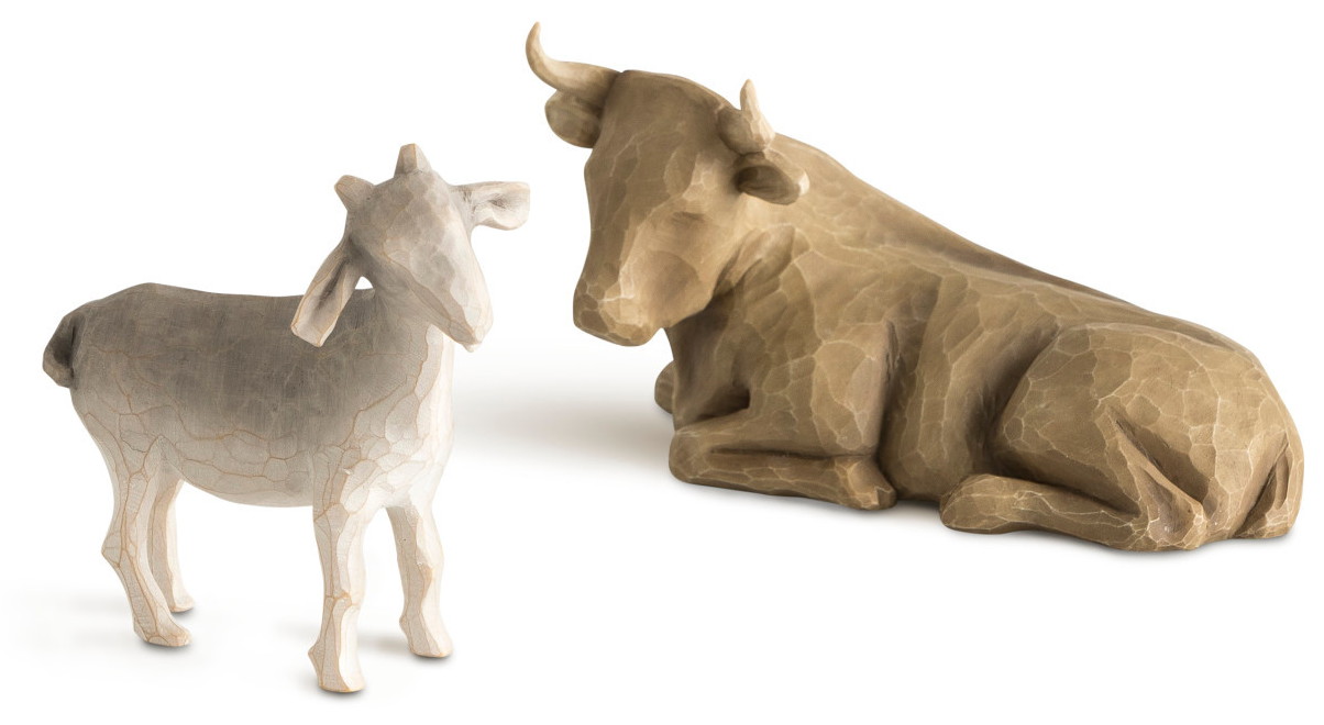 Brand New Susan Lordi Willow Tree Nativity 2 Pc Animals Ox and Goat