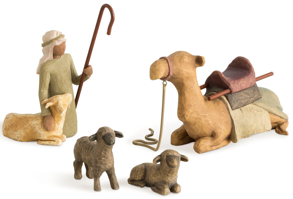 Brand New Susan Lordi Willow Tree Nativity 4 Pc Shepherd Stable Animals