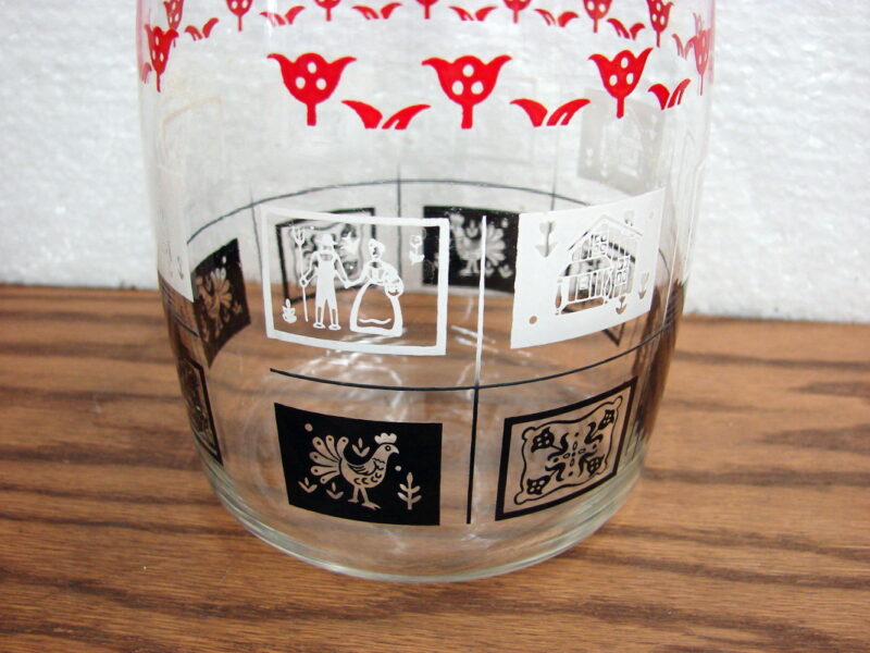 Vintage Hazel Atlas Amish Rooster Tulip Cottage Carafe, Moose-R-Us.Com Log Cabin Decor