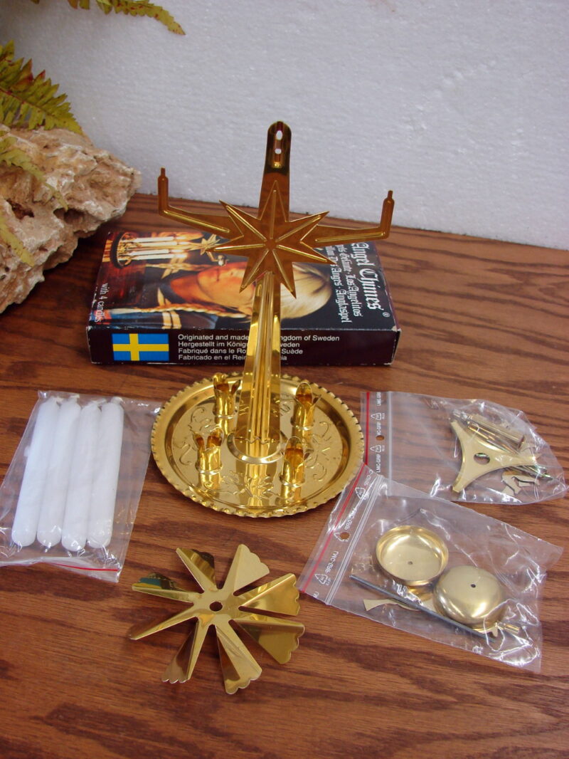 Brass Anglaspel Swedish Angel Chime Candle Heat Activated Chimes Newer Version, Moose-R-Us.Com Log Cabin Decor