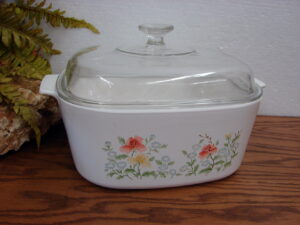 Vintage Corning Ware Corelle Autumn Meadow 5 Quart Casserole w/ PYREX Glass Lid