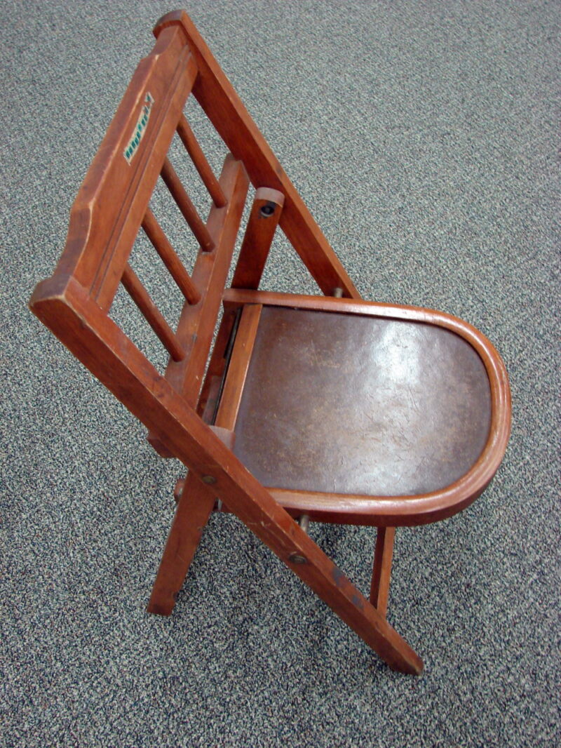 Vintage MCM Fold-up Childs Chair Bebee Tenda Wood Collapsible, Moose-R-Us.Com Antiques Collectibles Log Cabin Decor