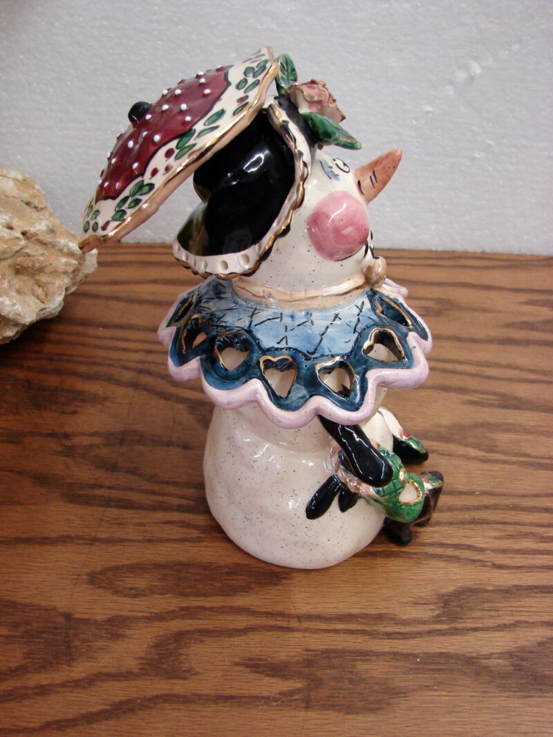 Retired Blue Sky Clayworks Heather Goldminc Winter Mrs Snowman w/ Umbrella, Moose-R-Us.Com Antiques Collectibles Log Cabin Decor