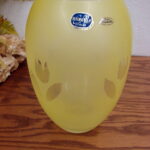 Vintage Bohemian Glass Czech Veritable Cristallin Large Yellow Tulip Vase w/ Label