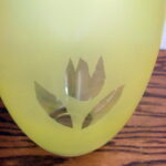 Vintage Bohemian Glass Czech Veritable Cristallin Large Yellow Tulip Vase w/ Label - Image 3