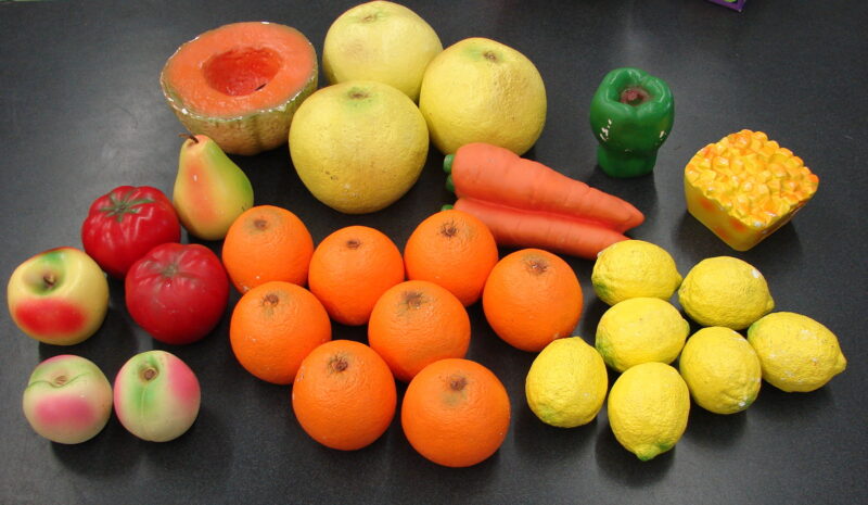 Vintage Chalkware Plaster Store Display Fruits Vegetables 28 pc, Moose-R-Us.Com Log Cabin Decor