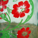 Vintage Red Poppy Flower Juice Beverage Pitcher Unattached Handle Ice Lip - Image 2