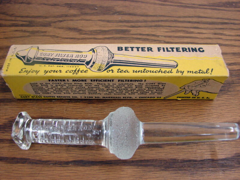Vintage Cory Glass Coffee Percolator Filter Rod Vacuum Brewers, Moose-R-Us.Com Antiques Collectibles Log Cabin Decor