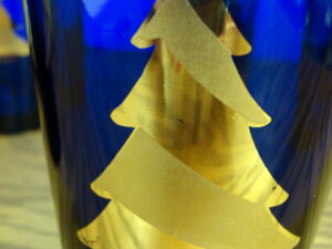 Vintage MCM Cobalt Blue Culver 22kt Gold Tree Highball Glass Set/6