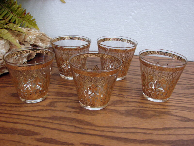 Vintage Culver Espana Double Rocks Old Fashion Glass Set/5, Moose-R-Us.Com Log Cabin Decor