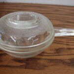Vintage Datom Co Ovenware Small Child Size Toy Glass Sauce Pan w/ Lid