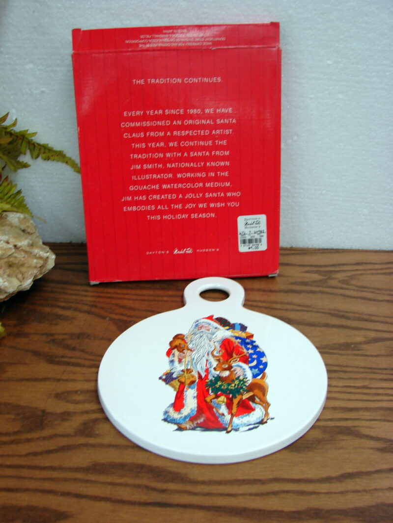 Vintage Dayton&#8217;s 1991 Jim Smith Santa Claus Porcelain Trivet NIB, Moose-R-Us.Com Antiques Collectibles Log Cabin Decor
