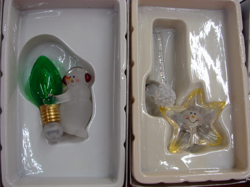 Dept 56 Retired Tiny Bubbles Light Up Ornament 4 Pcs Snowman Reindeer Star, Moose-R-Us.Com Antiques Collectibles Log Cabin Decor
