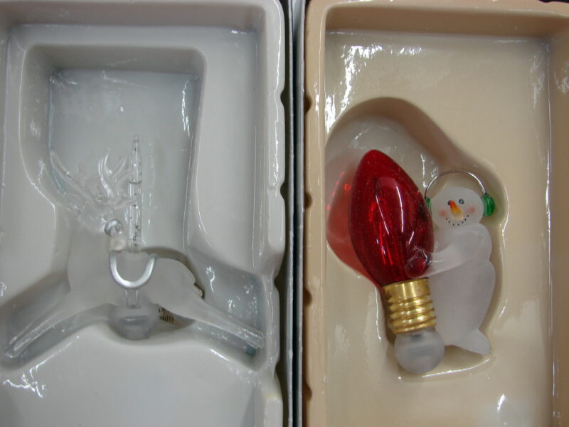 Dept 56 Retired Tiny Bubbles Light Up Ornament 4 Pcs Snowman Reindeer Star, Moose-R-Us.Com Antiques Collectibles Log Cabin Decor