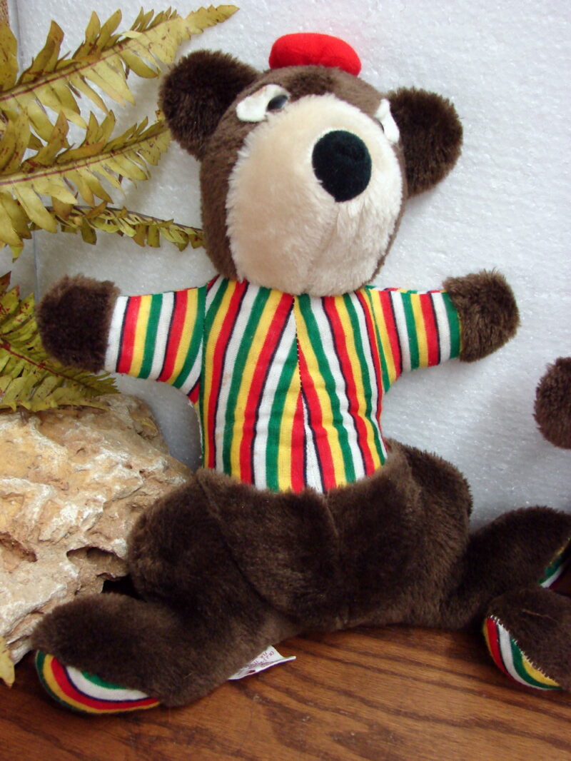 Vintage Elka Plush Bear Striped Shirt Feet Family Mama Papa Baby Bears, Moose-R-Us.Com Log Cabin Decor