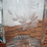 Vintage Etched Flower Elegant Subtle Ribbed Star Bottom Pitcher Glass Set