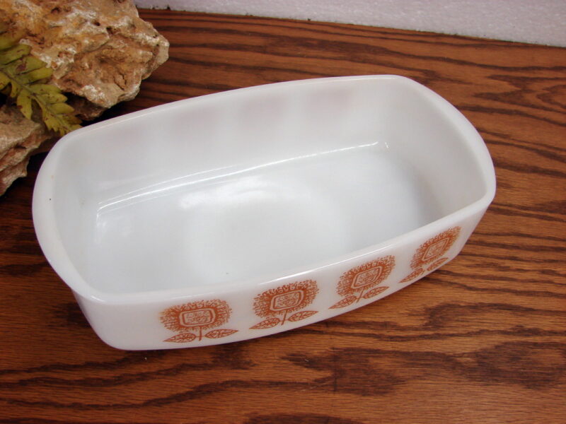 Vintage Federal Glass Company Square Sunflower Rectangular Loaf Cake Pan, Moose-R-Us.Com Antiques Collectibles Log Cabin Decor