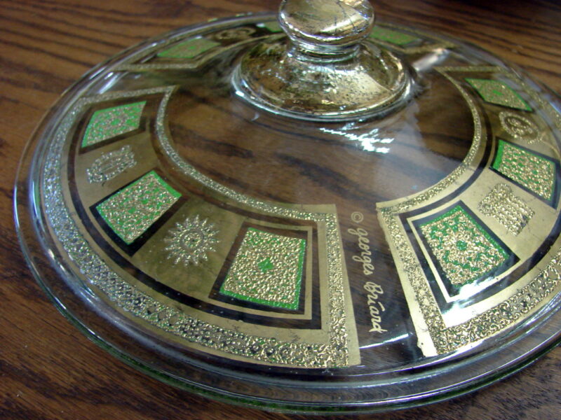 Complete Vintage Fire King Georges Briard Gold Floral 2 Qt Casserole 4 Pc Set, Moose-R-Us.Com Antiques Collectibles Log Cabin Decor