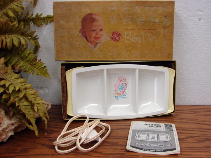 Vintage GE Oil Filled Electric Heat N Serve Baby Food Serving Warmer Dish w/ Box Tested, Moose-R-Us.Com Antiques Collectibles Log Cabin Decor